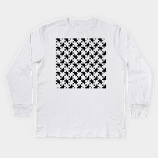 Black and white checkerboard puzzle design Kids Long Sleeve T-Shirt